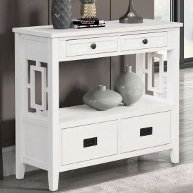 36'' Farmhouse Pine Wood Console Table Entry Sofa Table with 4 Drawers & 1 Storage Shelf for Entryway Living Room Bedroom Hallway Kitchen (Antiqu