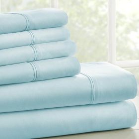 Aqua 6 Piece Wrinkle Resistant Microfiber Polyester Sheet Set (size: king)
