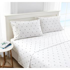 Coastal Beach Starfish White Navy Red 100-Percent Cotton Sheet Set (size: full)