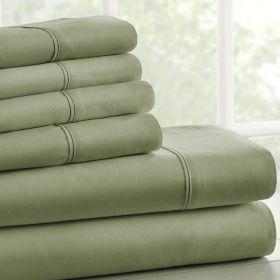 Sage 6 PCS Soft Wrinkle Resistant Microfiber/Polyester Sheet Set (size: queen)