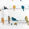 Teal Yellow White Floral Birds on Wire Soft Polyester 6 Piece Sheet Set