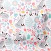 Pink Grey White Teal Floral Fox Birds Soft Polyester 6 Piece Sheet Set
